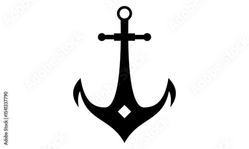 anchor icon silhouette vector logo design