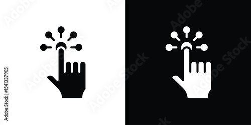 Interactive icon in flat black solid vector set