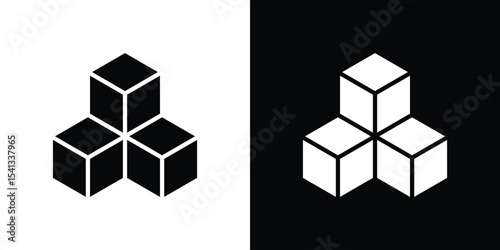 Inventory icon in flat black solid vector set