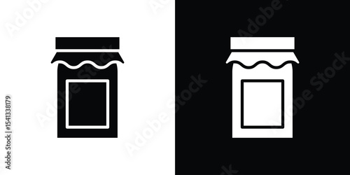 Jam icon in flat black solid vector set