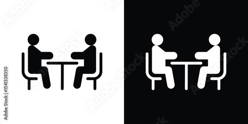 Job interview icon in flat black solid vector set