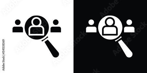 Job vacancy icon in flat black solid vector set