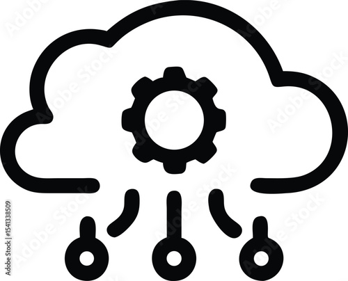 Cloud data processing silhouette vector design representing technology and information transfer