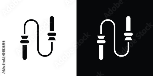 Jump rope icon in flat black solid vector set