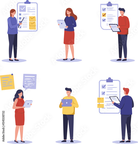 Create a kinds of deferent business, businessman, vector, people, icon, cartoon, sign, illustration, office, concept, presentation, internet, computer, person, laptop vector art with white background.