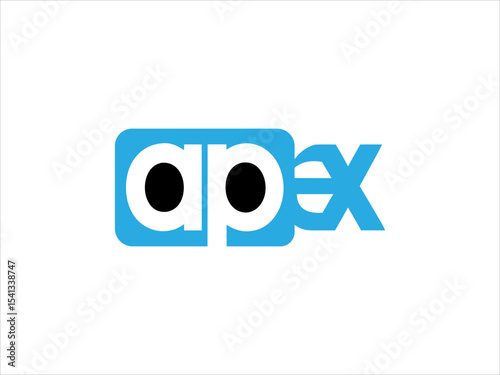 Blue and White Apex Logo Design with Black Circles V E C T O R vector graphic