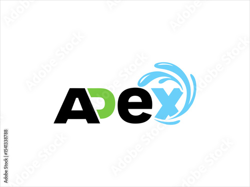 Apex Logo Design Black Green Light Blue Water Splash Vector Graphic