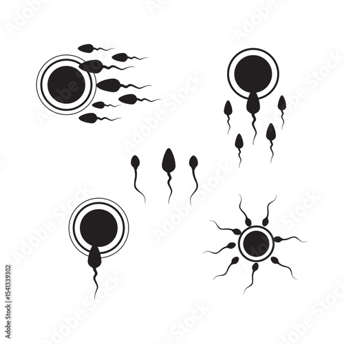 Sperm and Egg Cell Icons for Fertility, Medical Infographic, Reproductive Health, IVF Treatment, Pregnancy Education