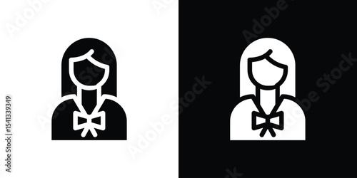Lawyer icon in flat black solid vector set