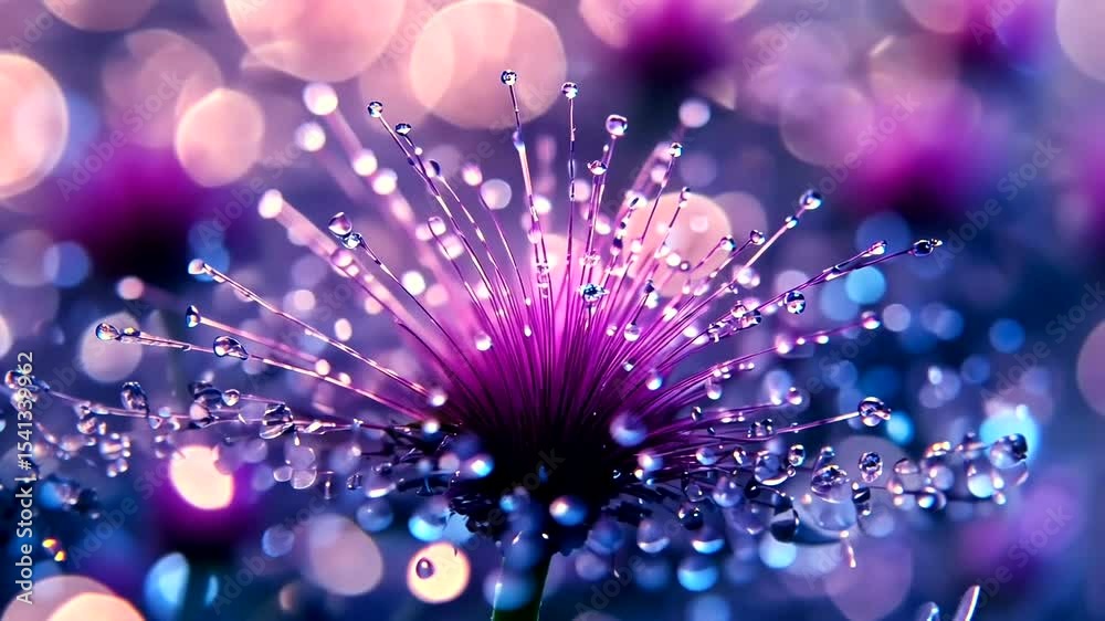 purple water drops on black background