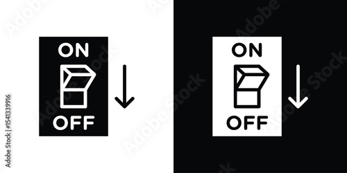 Light switch off icon in flat black solid vector set
