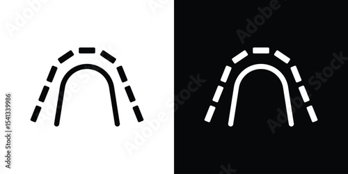 Lingual braces icon in flat black solid vector set