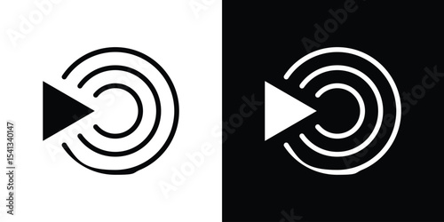Livestream icon in flat black solid vector set