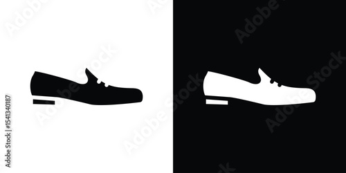 Loafer icon in flat black solid vector set