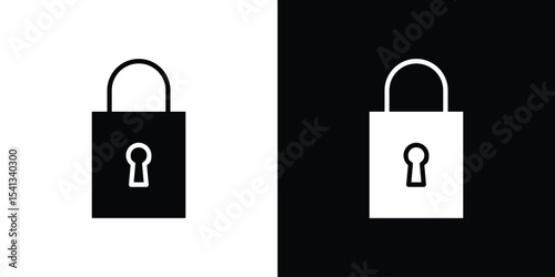 Lock icon in flat black solid vector set