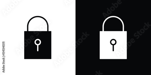 Lock icon in flat black solid vector set