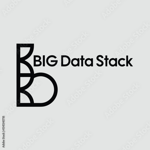 Modern big data stack logo design with minimalist black vector style