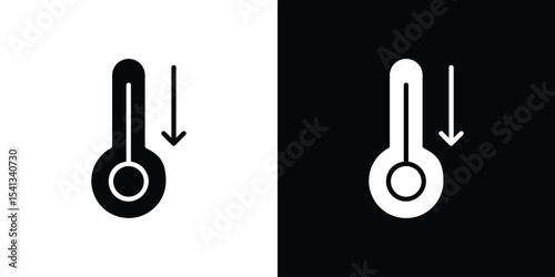 Low Temperature icon in flat black solid vector set
