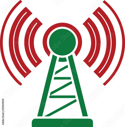 Colorful green and red radio tower design suitable for various design projects