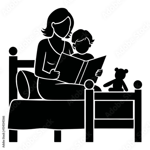 Parent and Child Reading Together in a Cozy Bedroom Environment
