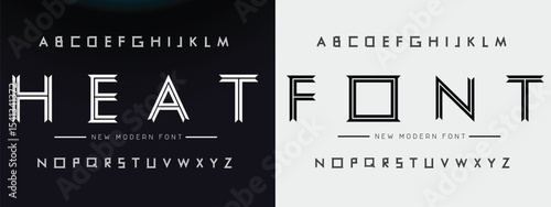 Creative Outline Double line monogram alphabet and tech fonts. Lines font regular uppercase and lowercase. Vector illustration.