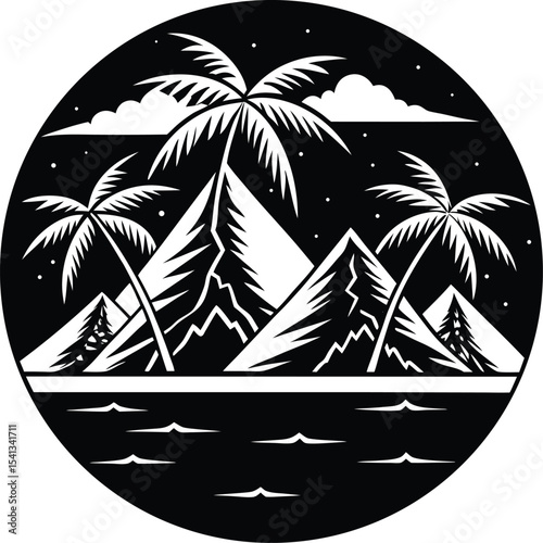 Snowy Peaks Above Tropical Beaches