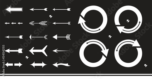 Set arrow icons. Collection different arrows sign. Set different cursor arrow direction symbols in flat style. Black arrows icons