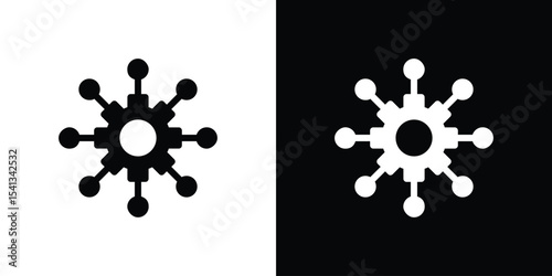 Microservices icon in flat black solid vector set