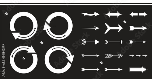 Set arrow icons. Collection different arrows sign. Set different cursor arrow direction symbols in flat style. Black arrows icons