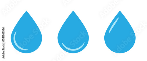 Water drop icon. Blue drop icons in flat style.