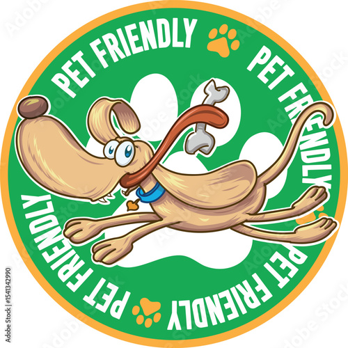 fun Pet friendly label logo design . vector illustration