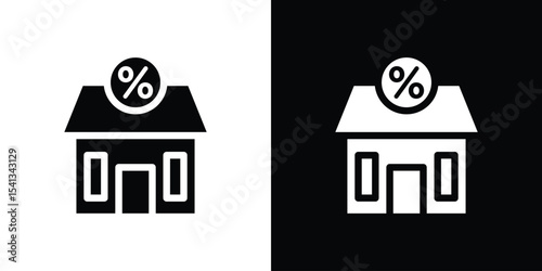 Mortgage rate icon in flat black solid vector set