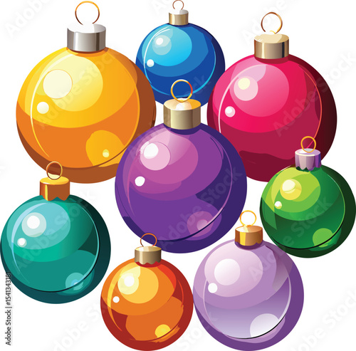 Colorful Shiny Christmas Baubles Ornament Collection vibrant collection