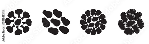 Chicken Wings and Drumsticks Silhouette Icon Vector Symbol Illustration Set Collection