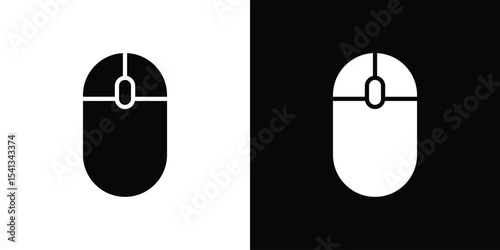 Mouse icon in flat black solid vector set