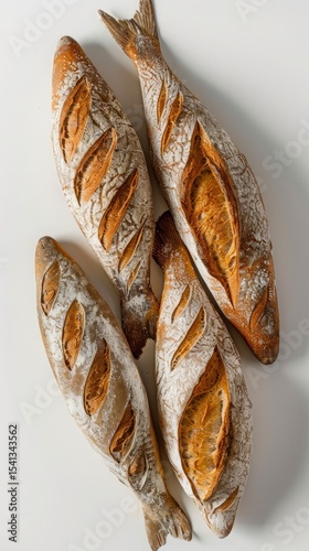 Loaves on a white background top view
