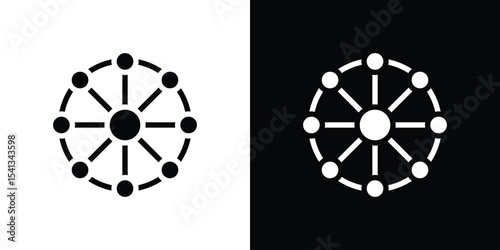 Multichannel icon in flat black solid vector set