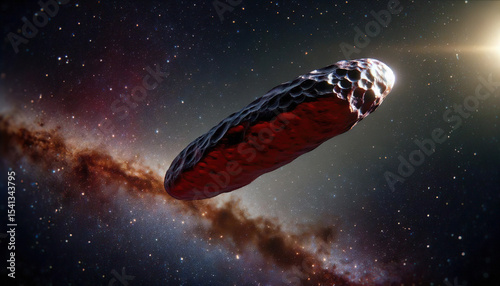 Stunning AI artwork depicting the mysterious interstellar object 'Oumuamua approaching our solar system from deep space
