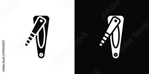 Nail clippers icon in flat black solid vector set