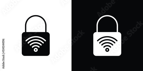 Nfc lock icon in flat black solid vector set