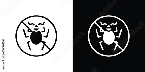 No Bug icon in flat black solid vector set