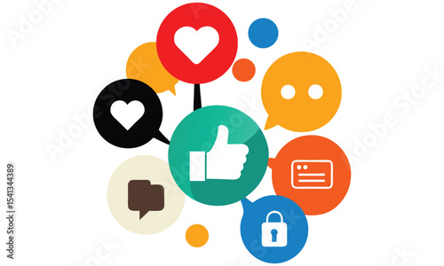 Social media network icons communication concept