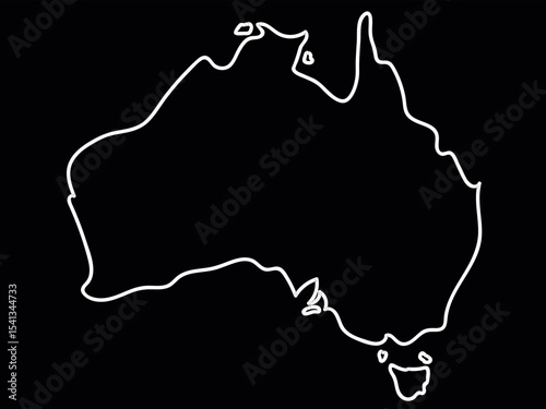 Outlined Australia Map with Boundaries"