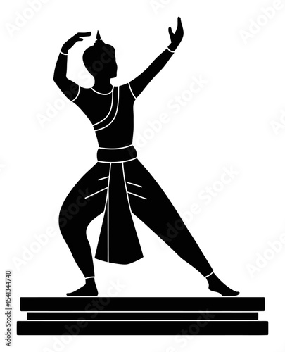 Elegant Silhouette of a Dancer in Motion with Abstract Hand Gestures