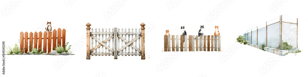 Obraz premium Rustic wooden fences and gates in a lush garden setting