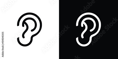 Otitis icon in flat black solid vector set