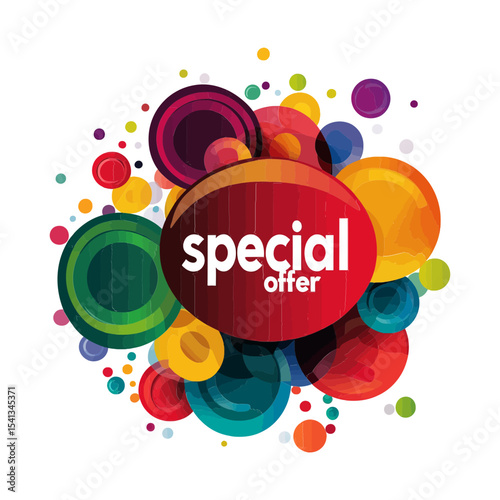 dynamic "special offer" bubble with colorful dots and splashes, ideal for e-commerce sites, promotional blogs, or marketing campaigns.

