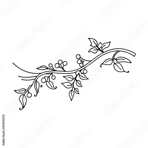 Elegant black and white floral branch design perfect for invitations and decorative elements
