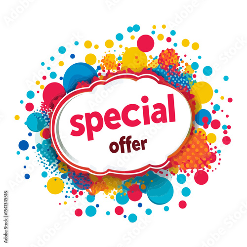 dynamic "special offer" bubble with colorful dots and splashes, ideal for e-commerce sites, promotional blogs, or marketing campaigns.

