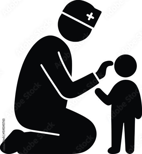 Vector Illustration of a Doctor Caring for a Young Patient in a Compassionate Environment